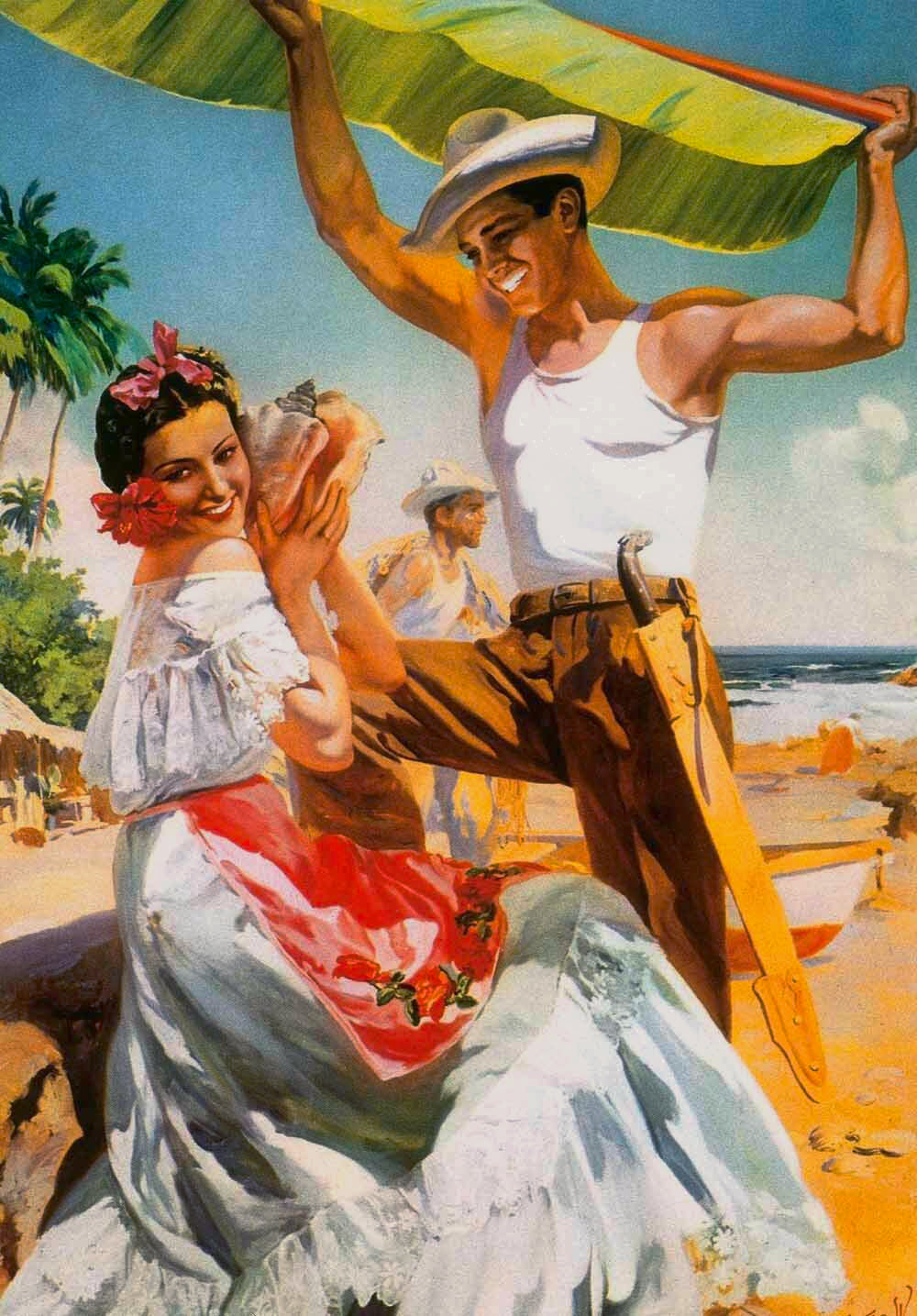 Mexico Senorita Sea Shell Beach Poster 0000-4936