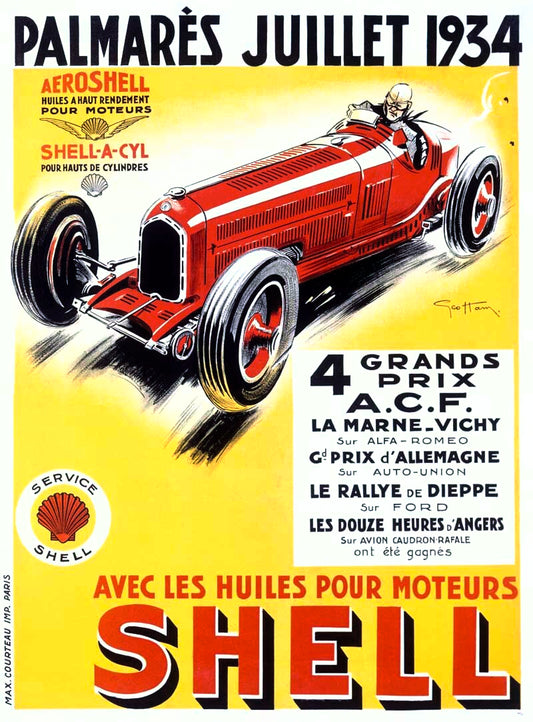 1934 Shell Oil Automobile Grand Prix Poster 0000-5230