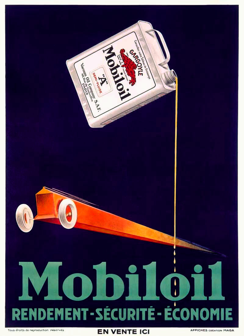 Mobiloil – French Art Deco Motor Oil Advertisement Poster 0000-5602