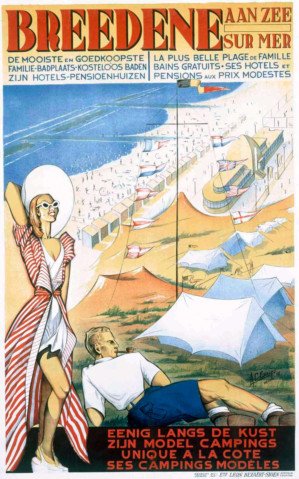 Beach Camping Breedene Travel Poster 0000-8223