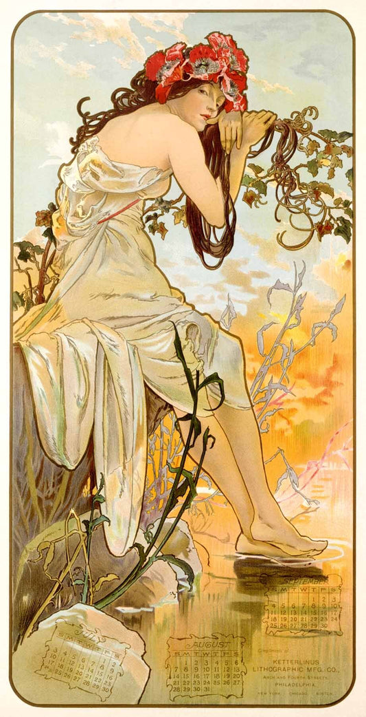 Mucha Nouveau Summer Calendar Poster 0000-8262