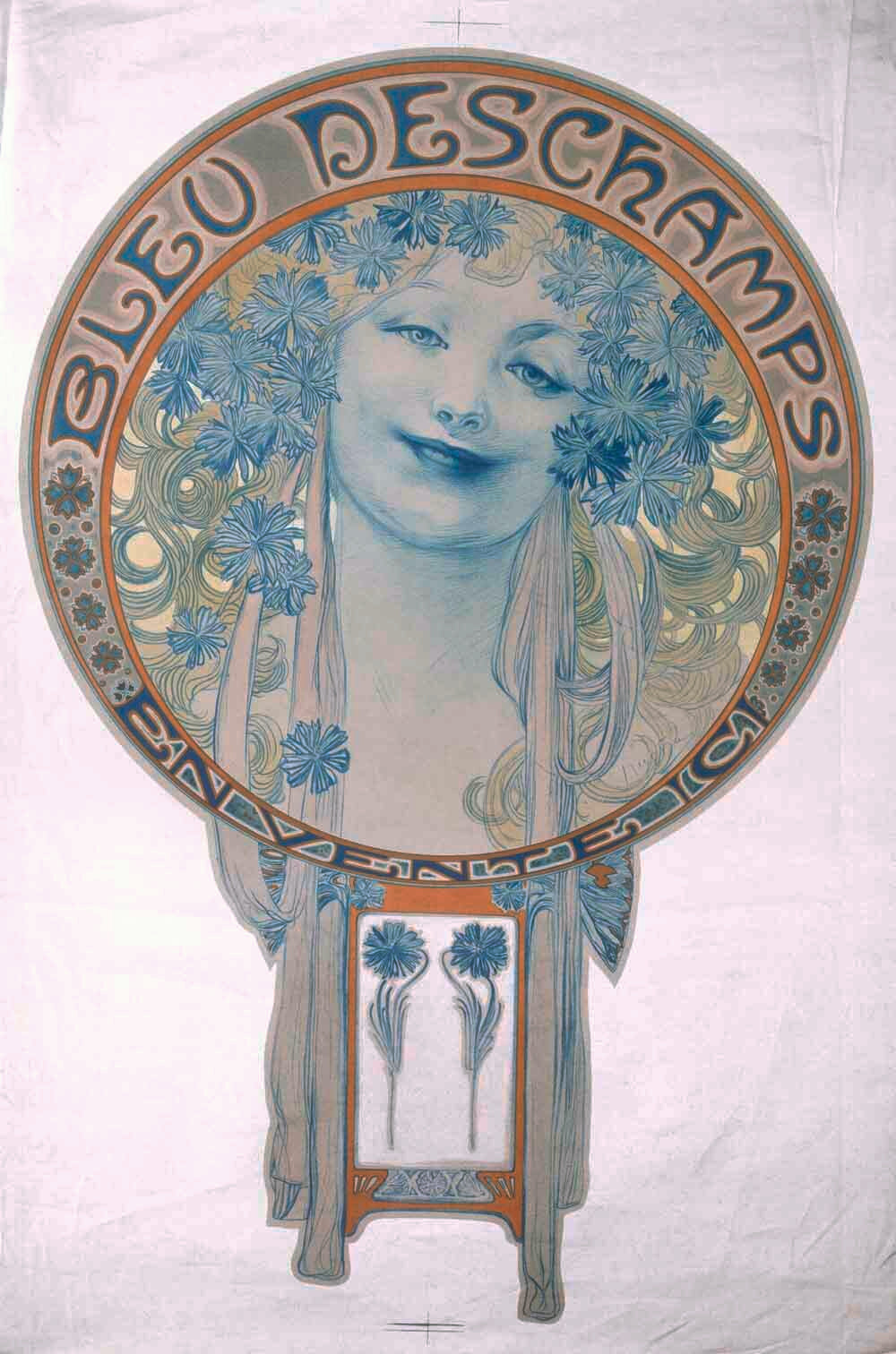 Mucha Nouveau Bleu Deschamps Poster 0000-8276