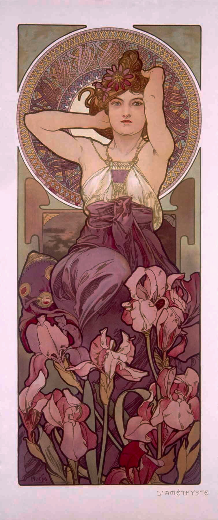 Mucha Nouveau Amethyst Gem Poster 0000-8410