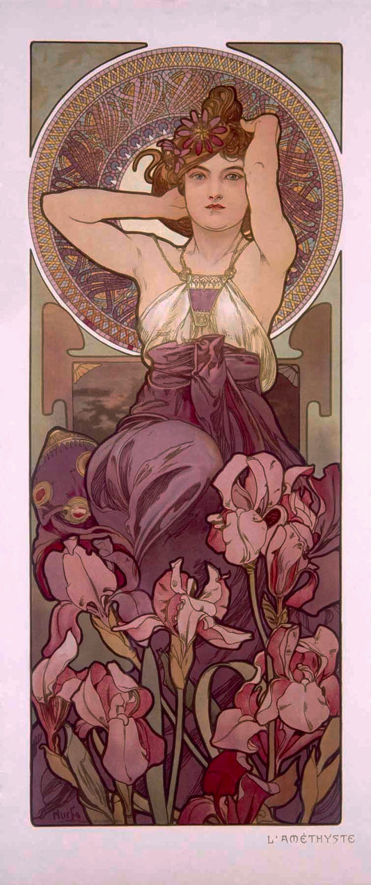 Mucha Nouveau Amethyst Gem Poster 0000-8410