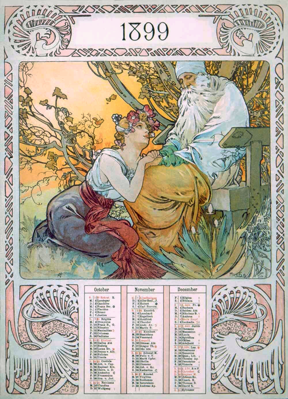 1899 Mucha Nouveau Calendar Poster 0000-8429