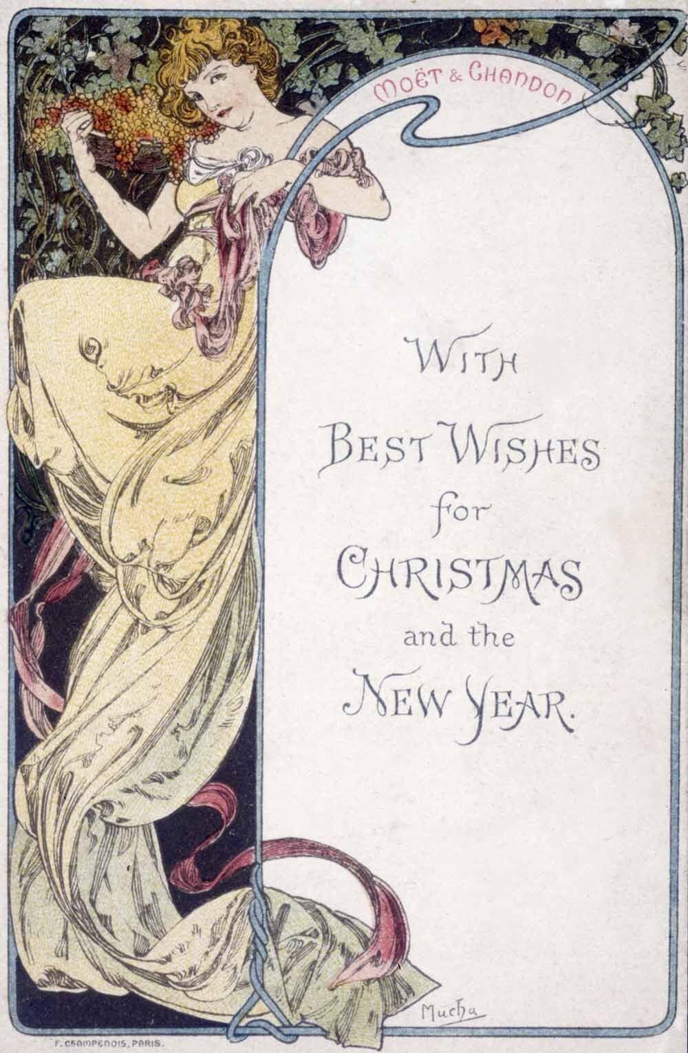 Mucha Nouveau Christmas Card Poster 0000-8472