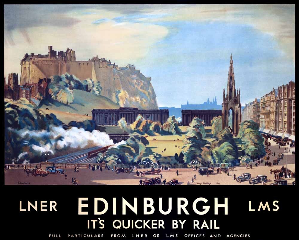 Edinburgh - It’s Quicker By Rail, LNER/LMS poster, 0001-3347
