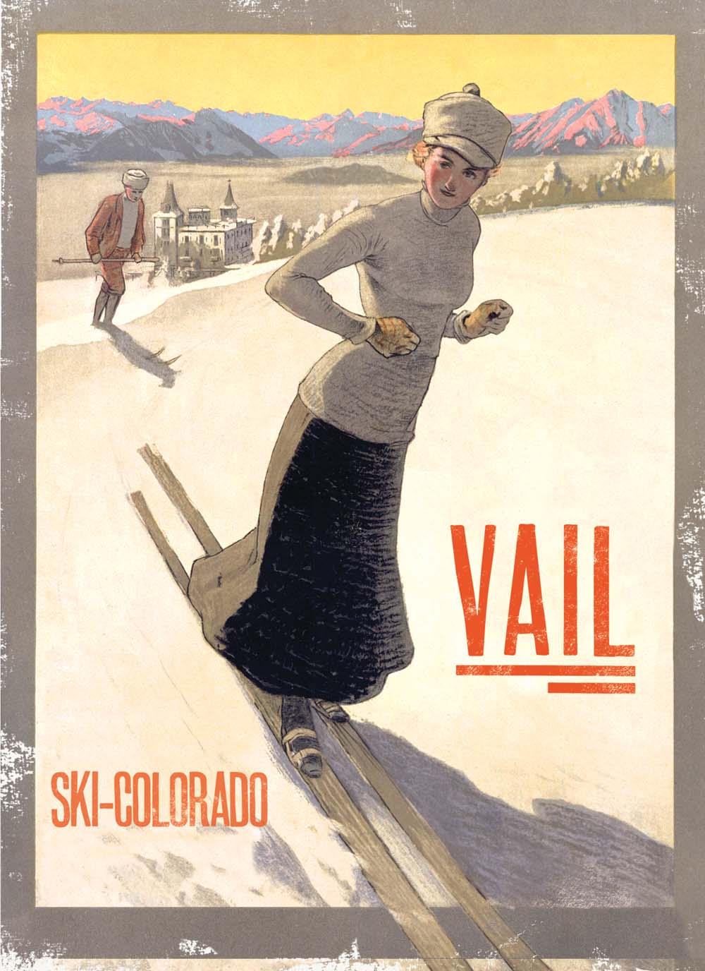 Vintage Ski Lady Poster Customizable 0003-1692