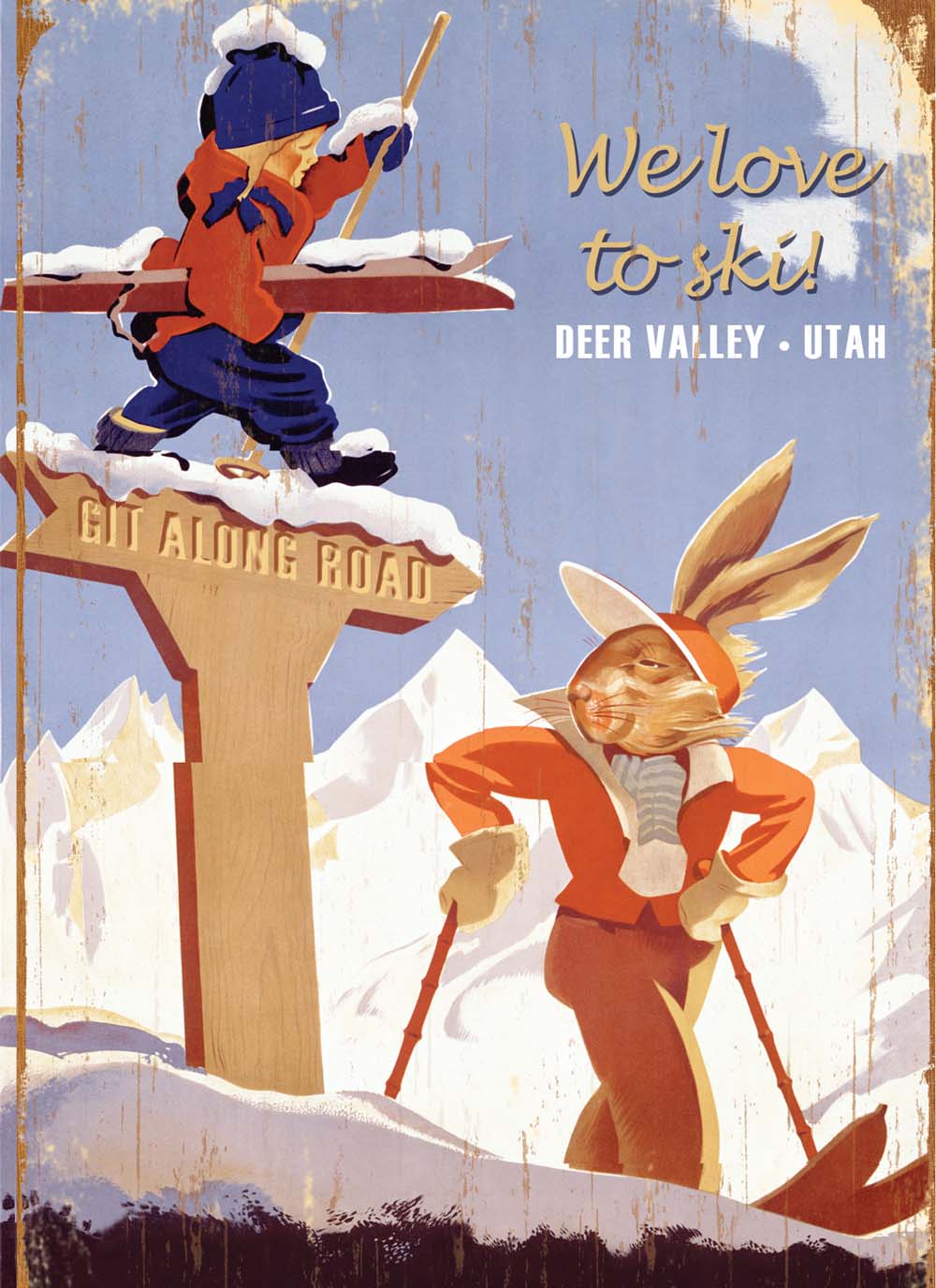 Vintage Ski Bunny Poster Customizable 0003-1696