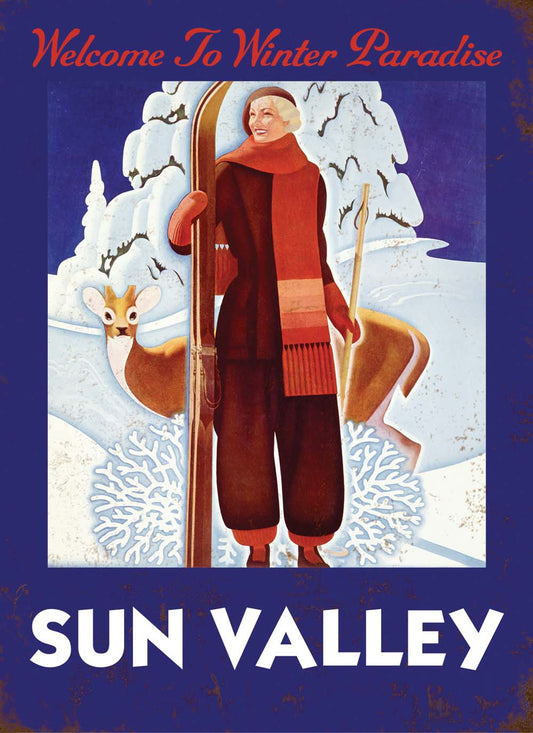 Vintage Ski Lady Poster Customizable 0003-1697