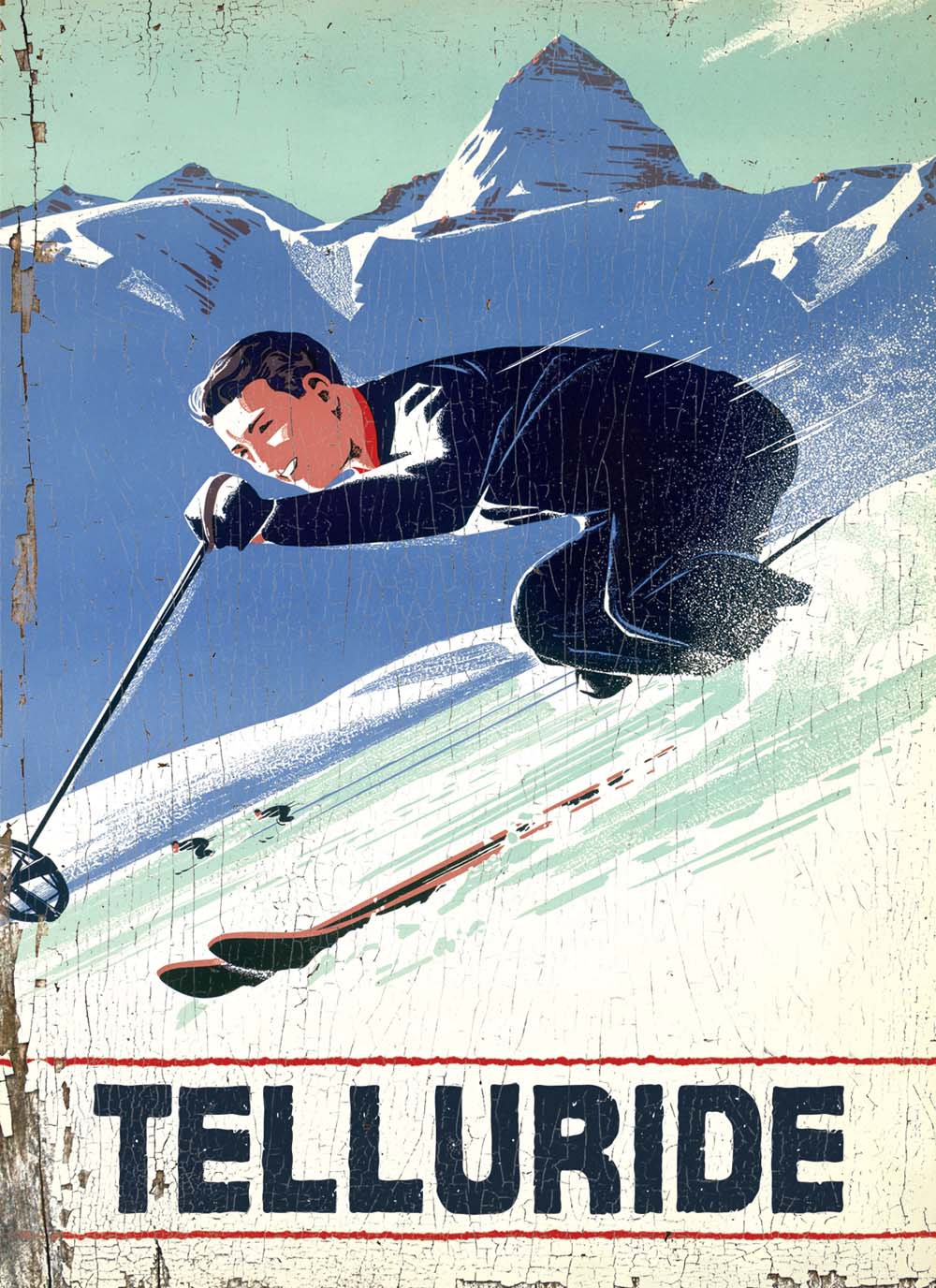 Vintage Downhill Ski Poster Customizable 0003-1700