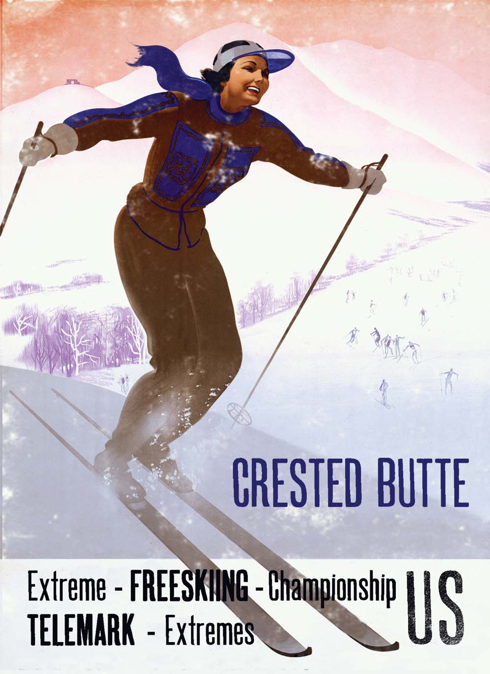 Vintage Ski Lady Customizable 0003-1707