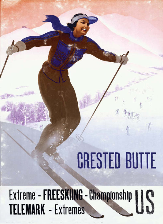 Vintage Ski Lady Customizable 0003-1707