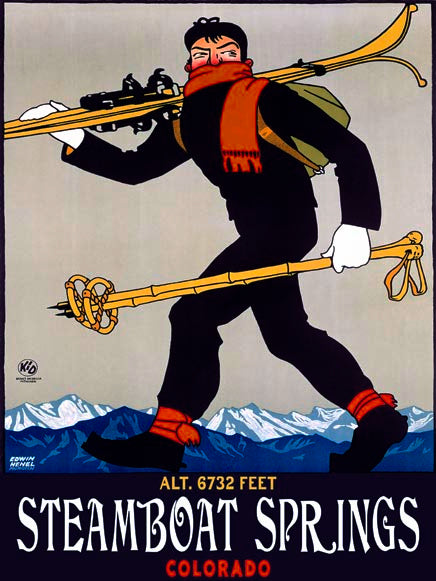 Vintage Ski Red Scarf Man Poster Customizable 0022-0030