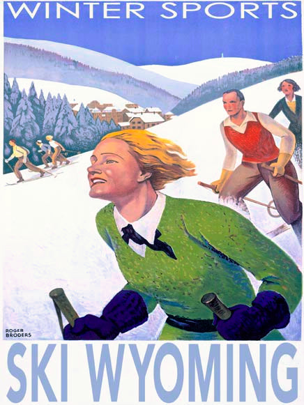 Vintage Ski Woman and Couple Poster Customizable 0022-0456