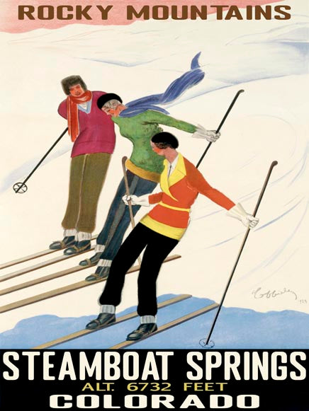 Vintage Ski Trio Poster Customizable 0022-0463