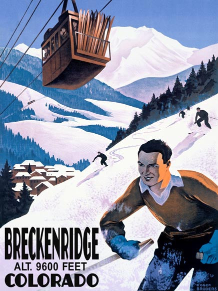 Vintage Downhill Ski Man and Lift Poster Customizable 0022-0689