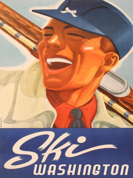 Vintage Ski Happy Man Poster Customizable 0022-0800
