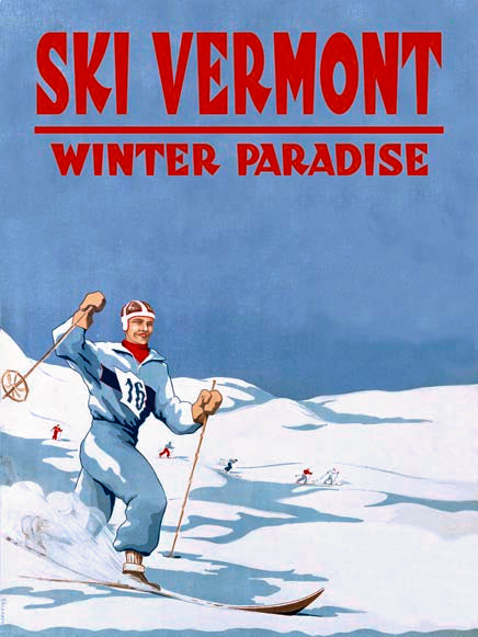 Vintage Ski Poster Winter Paradise Customizable 0022-0867