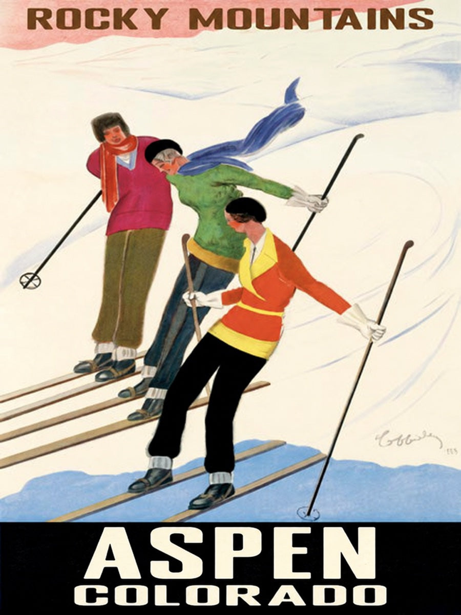 Three skiers poster personalized for Aspen, Colorado